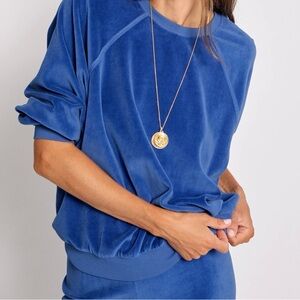 Suzi Kondi Royal blue velour top with matching bottom / cuff ankle
